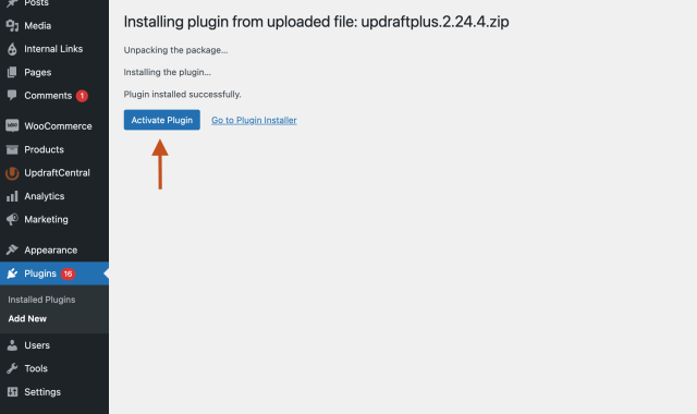 Activate UpdraftPlus premium