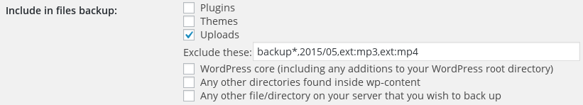 Adding a file to the exclusion section in UpdraftPlus