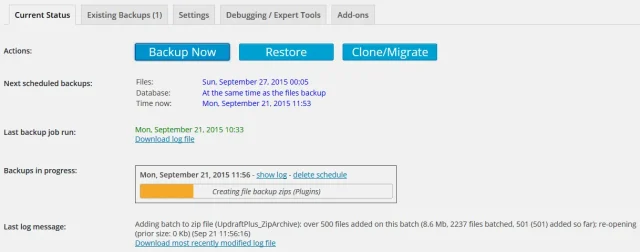 Stopping an in-process backup UpdraftPlus