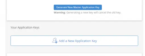 Select the 'Add a New Application key' button