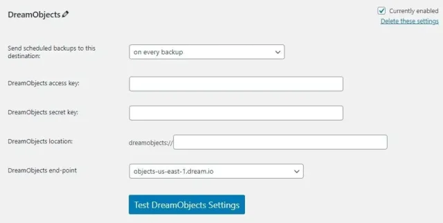 DreamObjects section