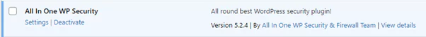 All In One WP security plugin
