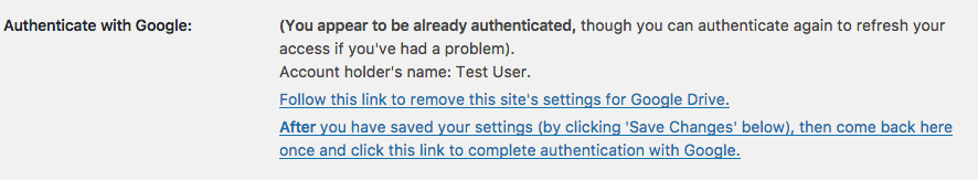 In the 'Authenticate with Google' section, select 