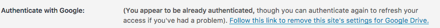 'Authenticate with google' section
