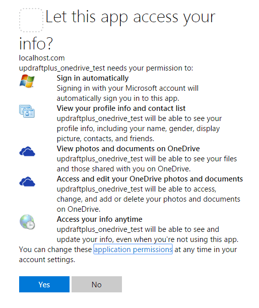 Allow access to your info confirmation