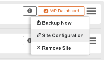 In the WP Dashboard dropdown menu, select 'Site Configuration'