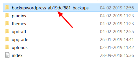 Select BackupWordPress directory