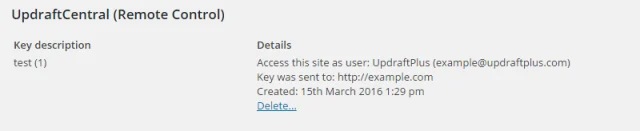 Check if the key was sent to the dashboard