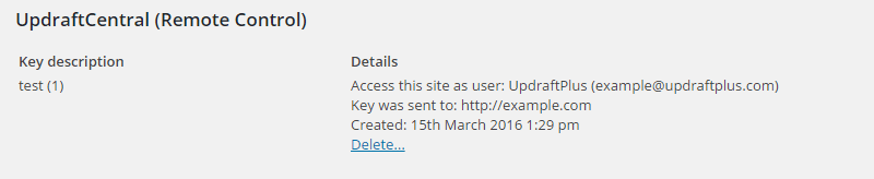 Check if the key was sent to the dashboard