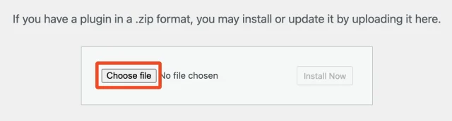 Select 'Choose file' button, then upload the WP-Optimize Premium plugin file