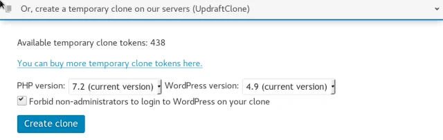 Edit your PHP versions in UpdraftClone and create clones