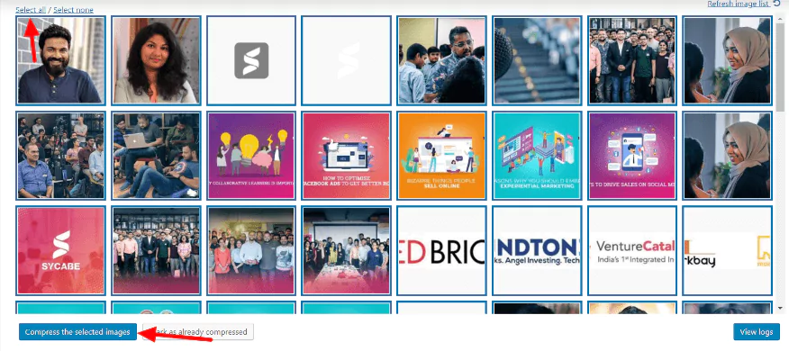 Select 'Compress the selected images' button