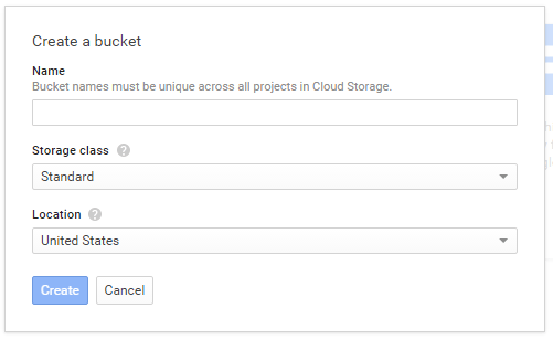 Create a bucket wizard