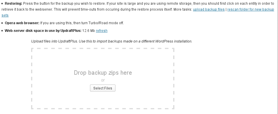 Select 'Select Files' button, or drop the files in the area