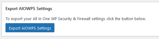 Select 'Export AIOWPS settings' button
