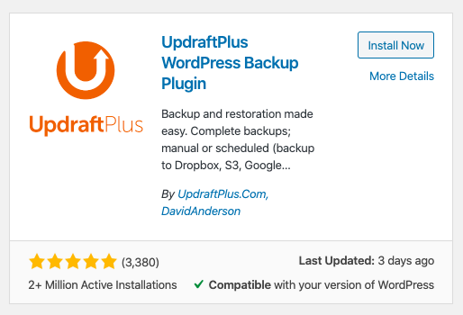 Install UpdraftPlus