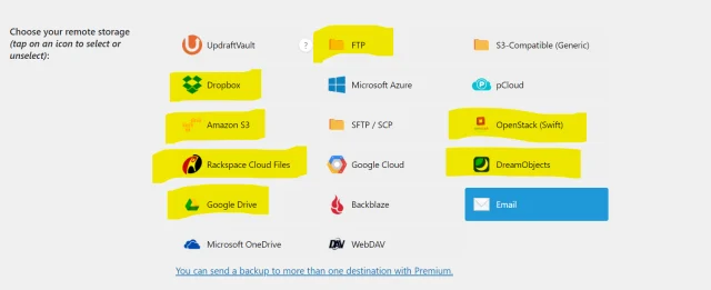 Remote storage location options