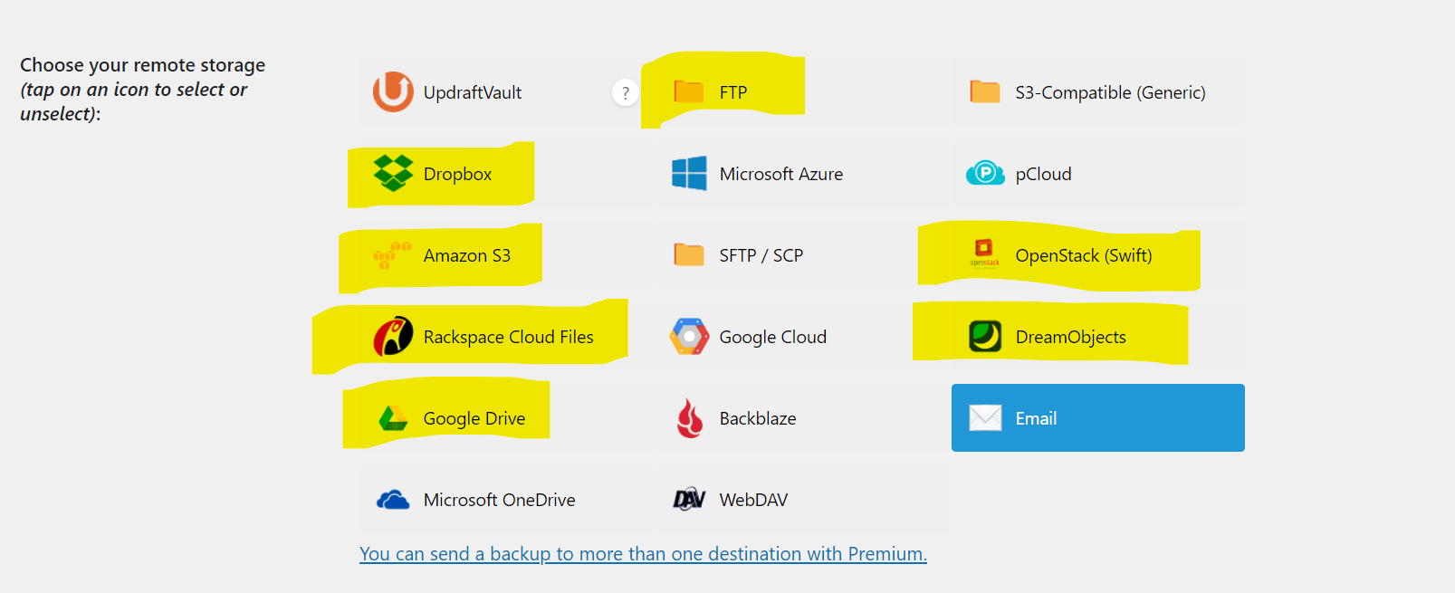 Remote storage location options