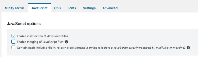 In the 'JavaScript options', untick the option of 'Enable merging of JavaScript files'