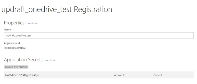 OneDrive registration entry window