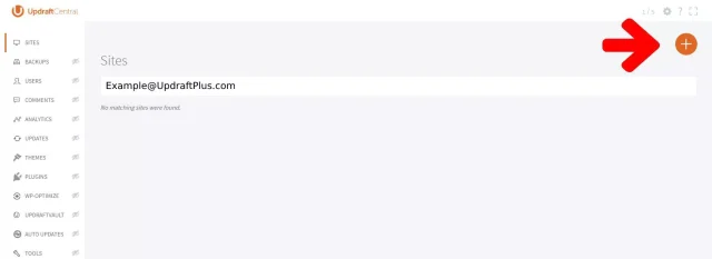 Select '+' button on the 'Sites' page