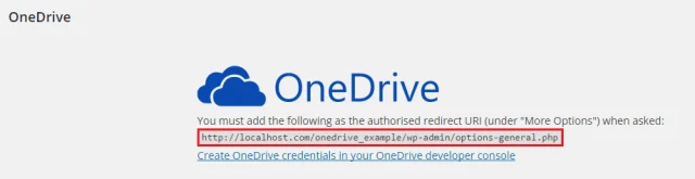 Copy the URL in the OneDrive section