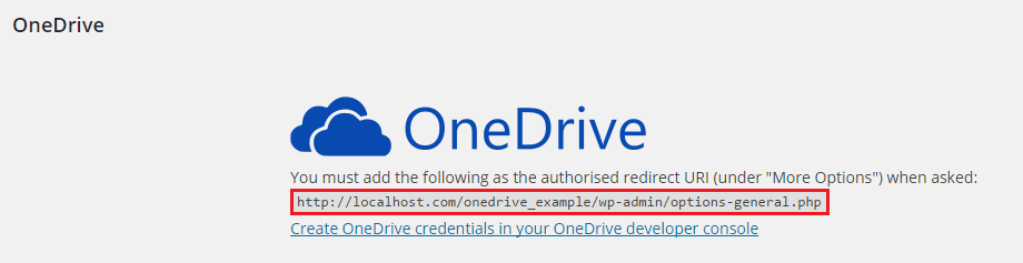 Copy the URL in the OneDrive section