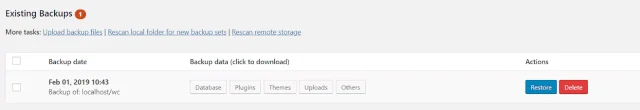 Restore deleted backups from existing backup log