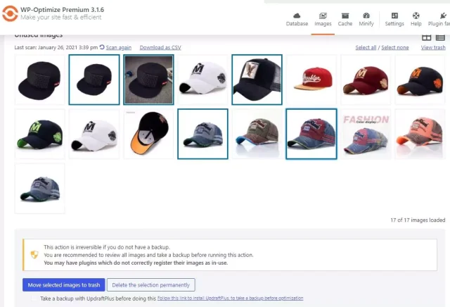 Select 'Move selected images to trash' button