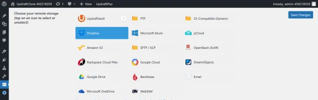 select the remote storage option