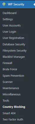 Wp security sidebar options