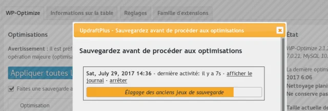 Backup progress bar