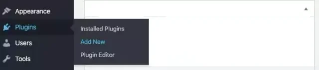 In the WordPress sidebar, navigate to 'Plugins' then select 'Add New' from the plugins menu