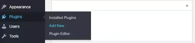In the WordPress sidebar, navigate to 'Plugins' then select 'Add New' from the plugins menu