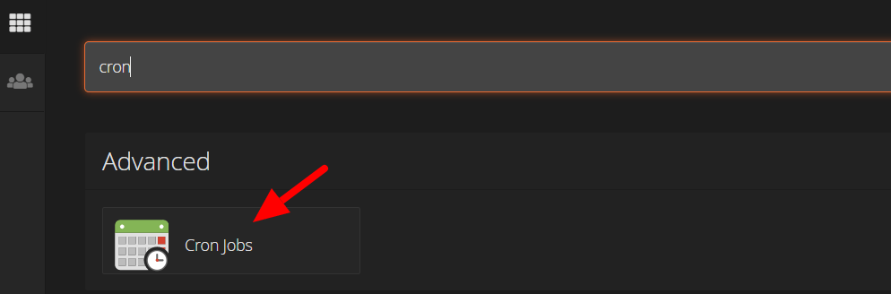 After logging into the CPanel, select 'Cron jobs' from the 'Advanced' section