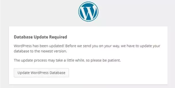 Database update required WordPress alert