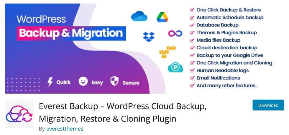 Everest Backup plugin banner