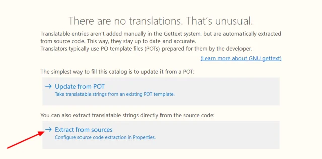 Select 'Extract from sources' if you get a message saying