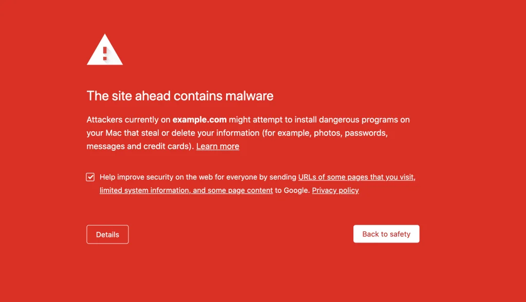 Google browser warning 