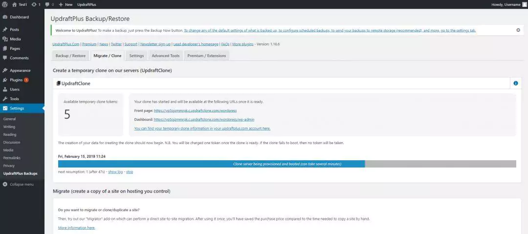 Improved performance from UpdraftClone