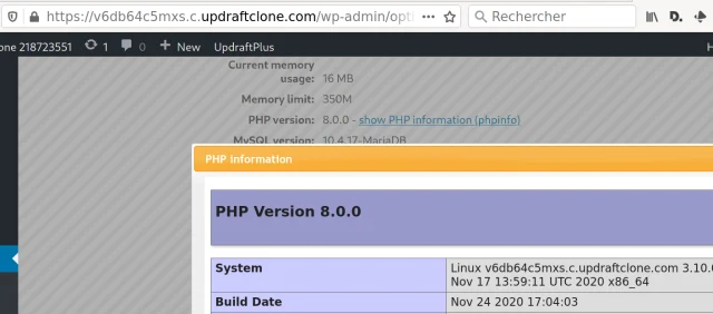 PHP version 8