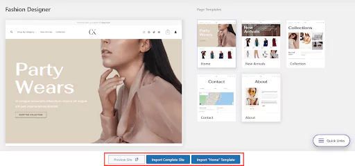 Select 'Import Complete Site' button