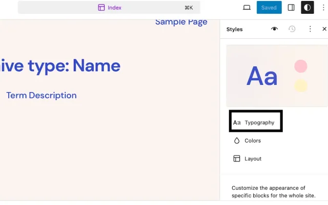 For the Font library, in the WordPress 'Editor' select 'Typography' button from the ride side bar
