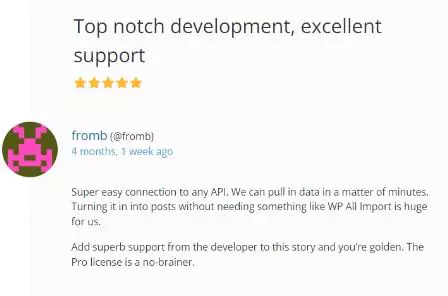 WordPress user testimony that says