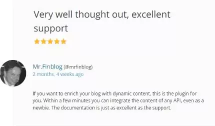 WordPress user testimony that says