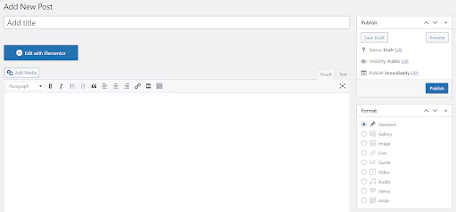 WordPress 'Add New Post' editor