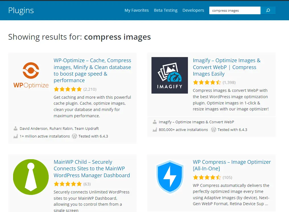 In WordPress plugins directory with 'Compress images' search, WP-Optimize comes up as the first result