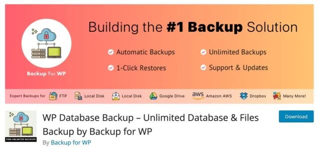 WP Database Backup plugin banner