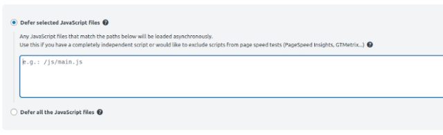 Option to 'Defer selected JavaScript files'