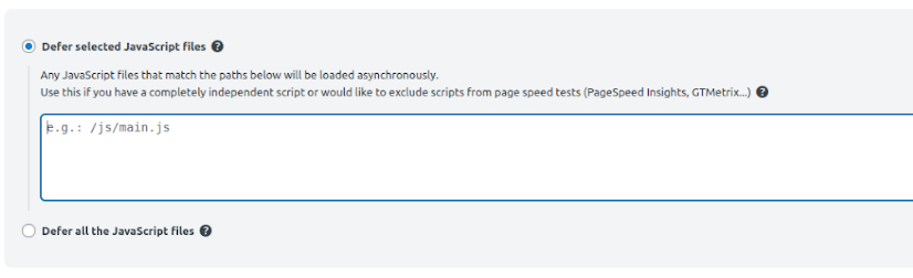 Option to 'Defer selected JavaScript files'